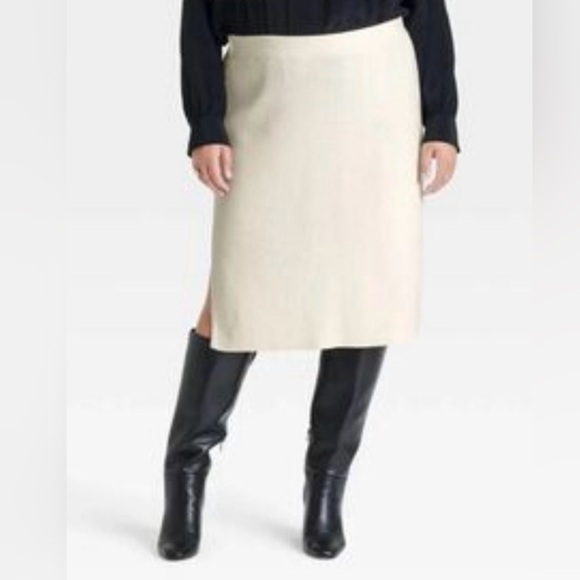 Ava & Viv Dresses & Skirts - 2/$30 Ava & Viv Cream Pencil Skirt Sz Various Ribbed Textured Knitted Fall Wear